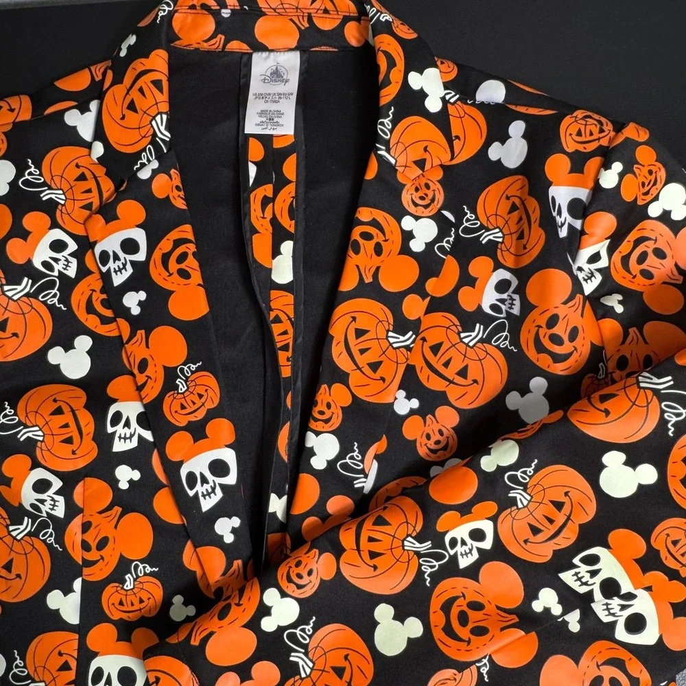 Disney Parks Men's S Glow in the Dark Halloween‎ Pumpkin Mickey Blazer Jacket